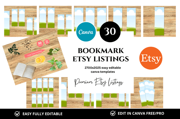 30 Bookmark Premium Etsy Listings Mockup for Instant Sales