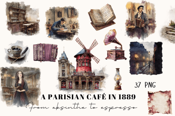 Elevate Your Design with Parisian Café Clipart