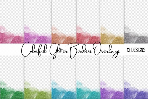 Elevate Your Designs with Colorful Glitter Overlay Borders