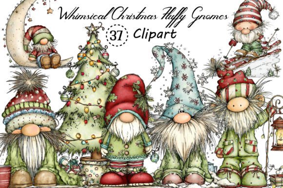 Enchant Your Holiday Designs with Whimsical Christmas Fluffy Gnome Clipart