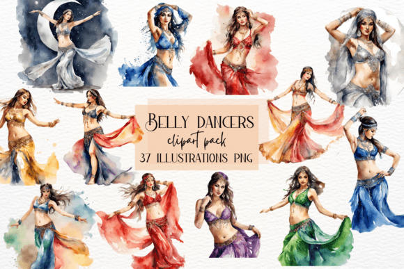 Enchanting Bellydance Clipart & Watercolor Artistry