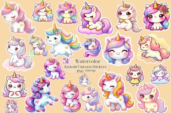 Kawaii Unicorn Stickers Clipart: A Designer's Whimsical Toolkit