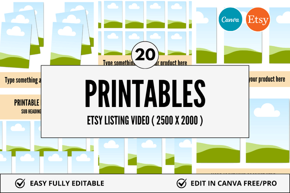 Master Etsy Listings with 20 Printables Etsy Video Mockup
