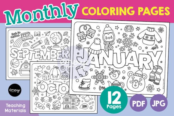 Monthly Coloring Pages: A Year-Round Design Asset