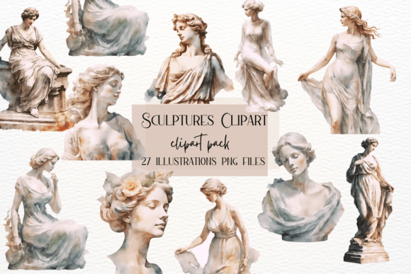 Roman Sculptures Clipart and Statues: Ancient Art for Modern Design