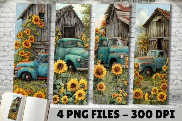Rustic Teal Truck Sunflower Bookmarks: Design & Application