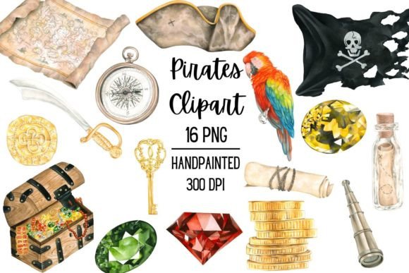 Watercolor Pirates Clipart: A Treasure for Creative Projects