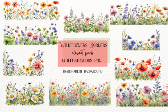 Wildflowers Border Clipart: Elevate Your Designs